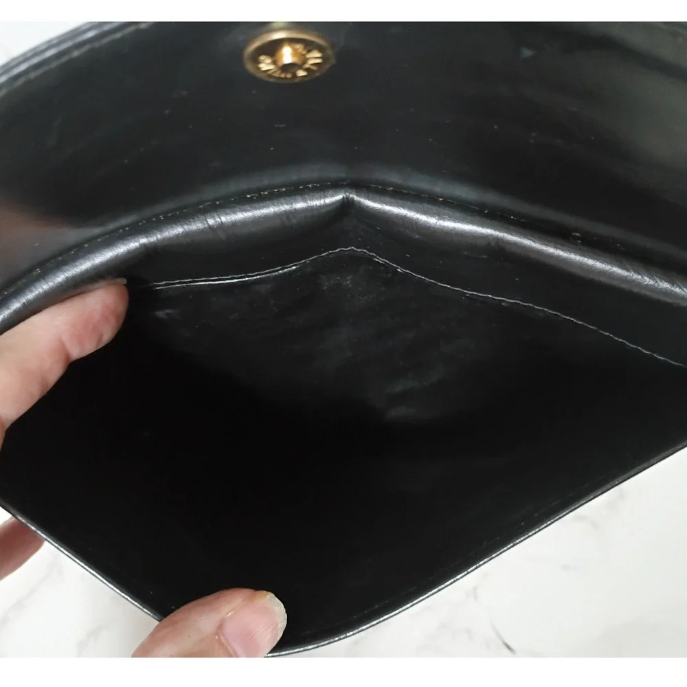 MARIO VALENTINO Vintage Black Embossed Leather Clutch Bag - EUC
